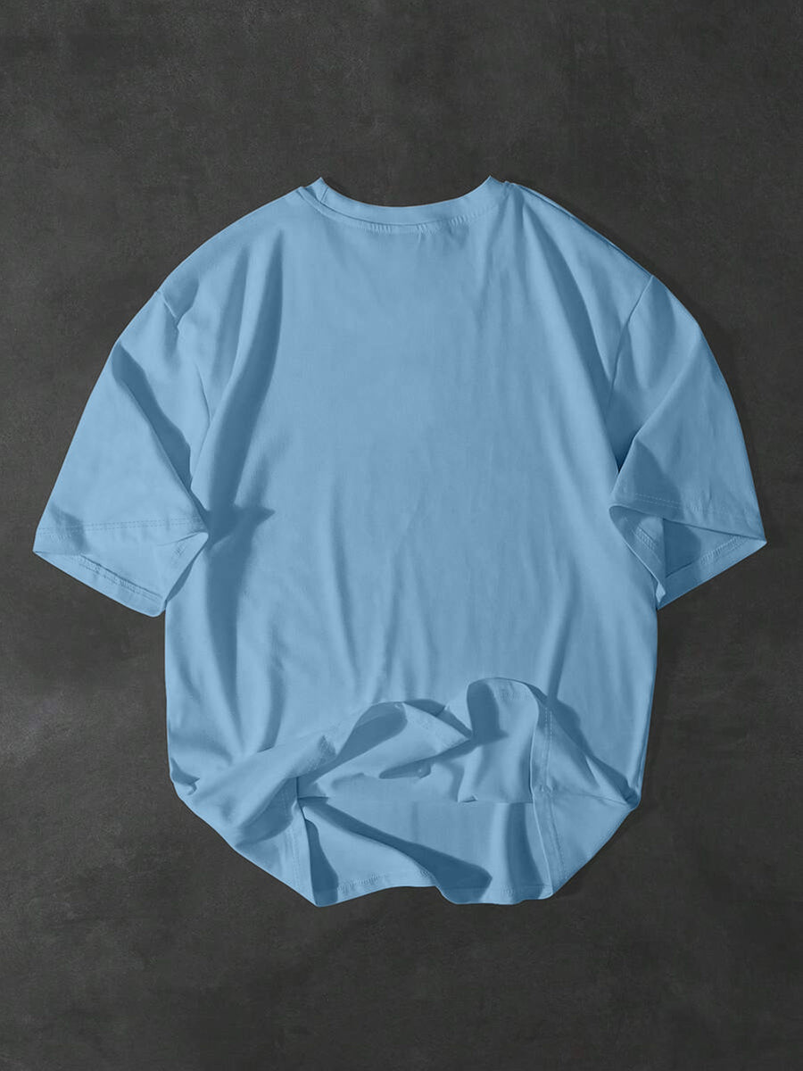New Summer Men'S Round Neck Short Sleeve Geometric Graphic Print Design Regular Fit Comfortable Fabric Street Style Trendy Versatile Style Suitable for Sports And Daily Wear - Sky Blue