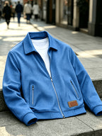 Men'S Fashion Waffle Collar Long Sleeve Open Front Cardigan Sweater Jacket - Blue