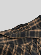 Plaid Vintage Midi Skirt for Women - Dark Brown