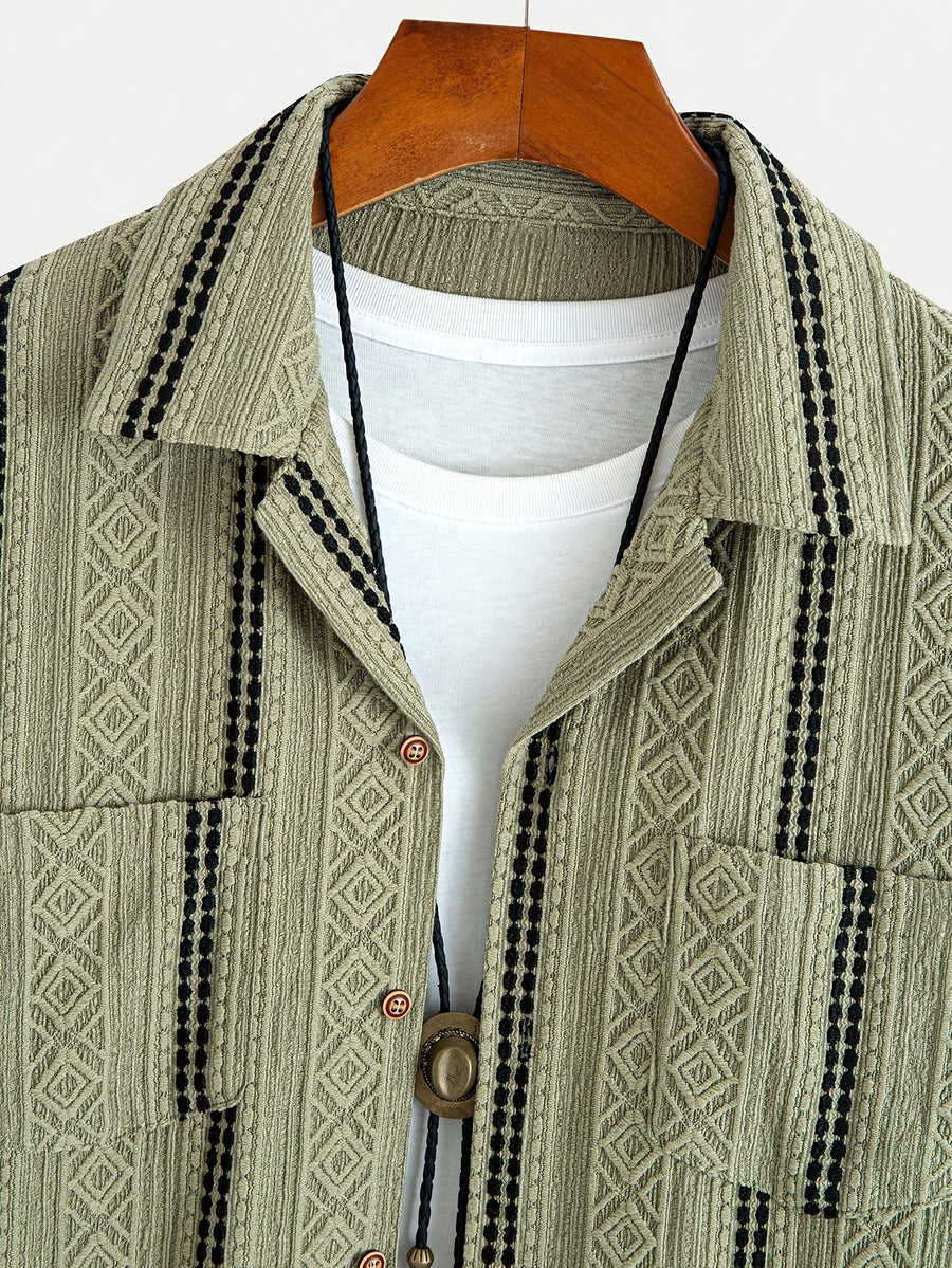 Men's Casual Long-sleeve Shirt, Suitable for Spring and Autumn Wear, an Essential Choice for Daily Work Commutes - fern green