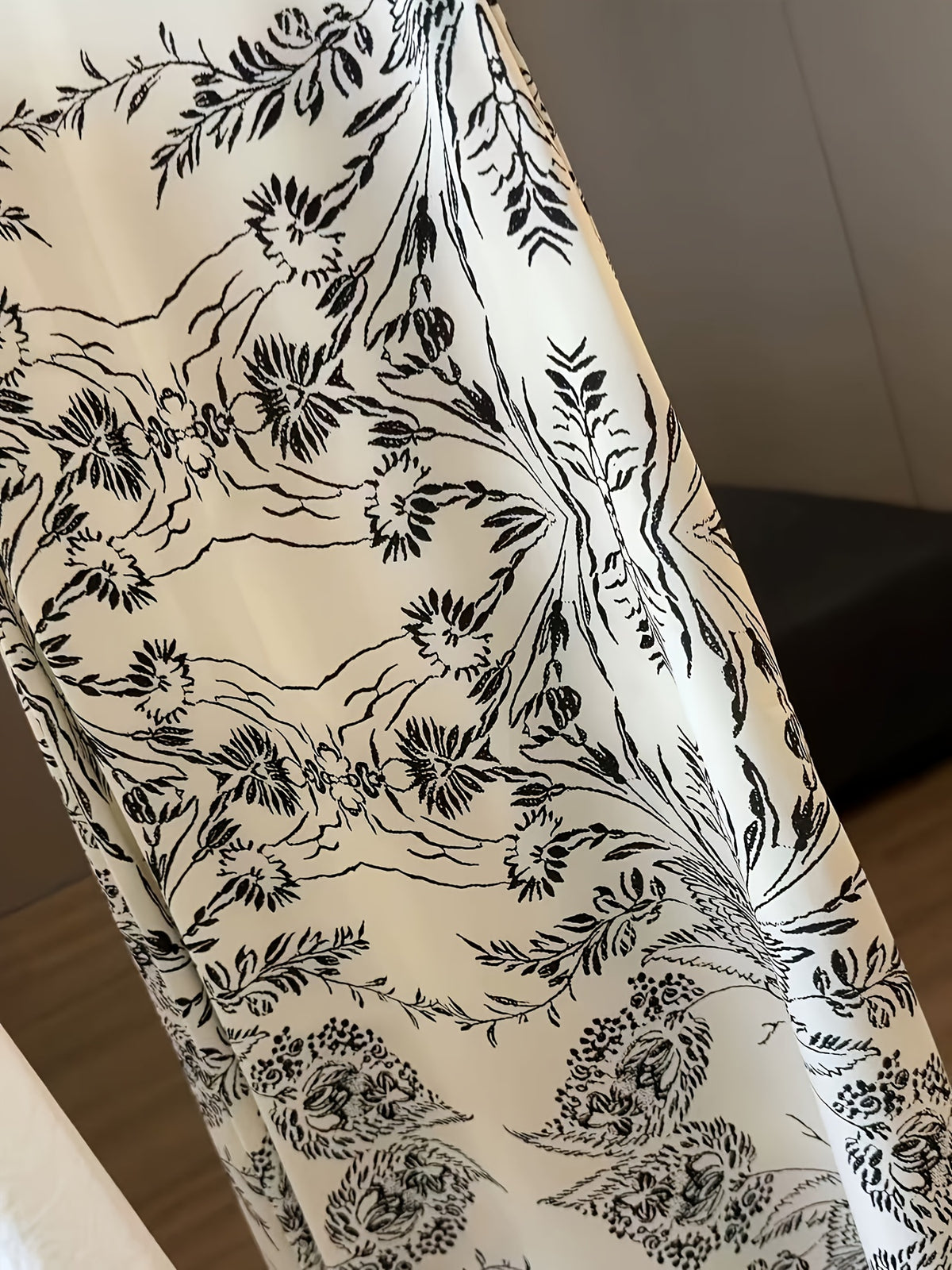 Retro Print Midi Skirt Women'S Summer Thin High Waist A-Line Skirt And Shaping Draping Slit Hip Wrap Long Skirt - Apricot