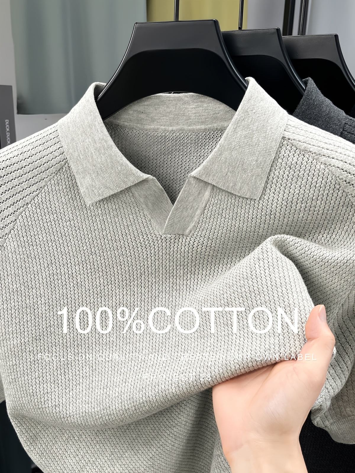 100% High Quality Light Luxury Style Men'S Short Sleeve Seagull Collar Pullover Knit POLO Shirt Fashion Casual Suitable for Outdoor Sports Golf Base Layer Top Vertical Stripe Pinstripe Texture Hollow Design Easy Commuter Light Business Style Lapel C - Light Beige Gray