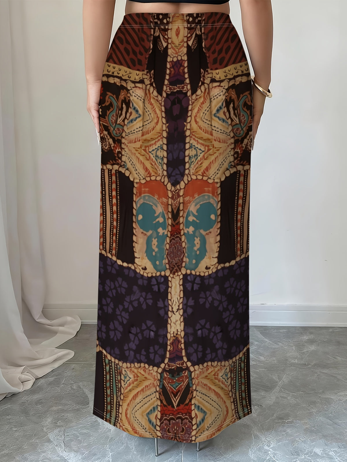 Women's High-Waisted A-Line Midi Skirt with Elastic Belt & Rose Petal Floral Print - Lightweight Flowy Fabric Suitable for Summer, Beach, Parties, Casual Outfits - Machine Washable Spring/Fall Skirt for Parties, Casual Attire, and Layering - Mixed colors
