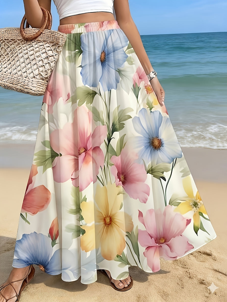 Spring Summer Targeted Development Vacation Elegant New European American Fashion Trendy Floral Print Women'S Skirt - Mixed colors