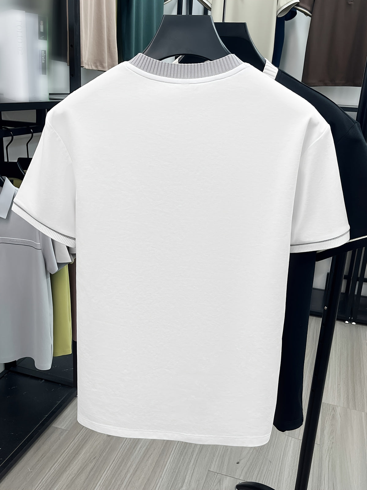 Middle-Aged Men'S Classic Henley Shirt with Contrast Cuffs, Summer Breathable Casual Top, Wrinkle-Resistant And Easy Care, Father'S Day Birthday Gift for Elders, All-Weather Wear for Walking, Grocery Shopping, And Family Gatherings - White