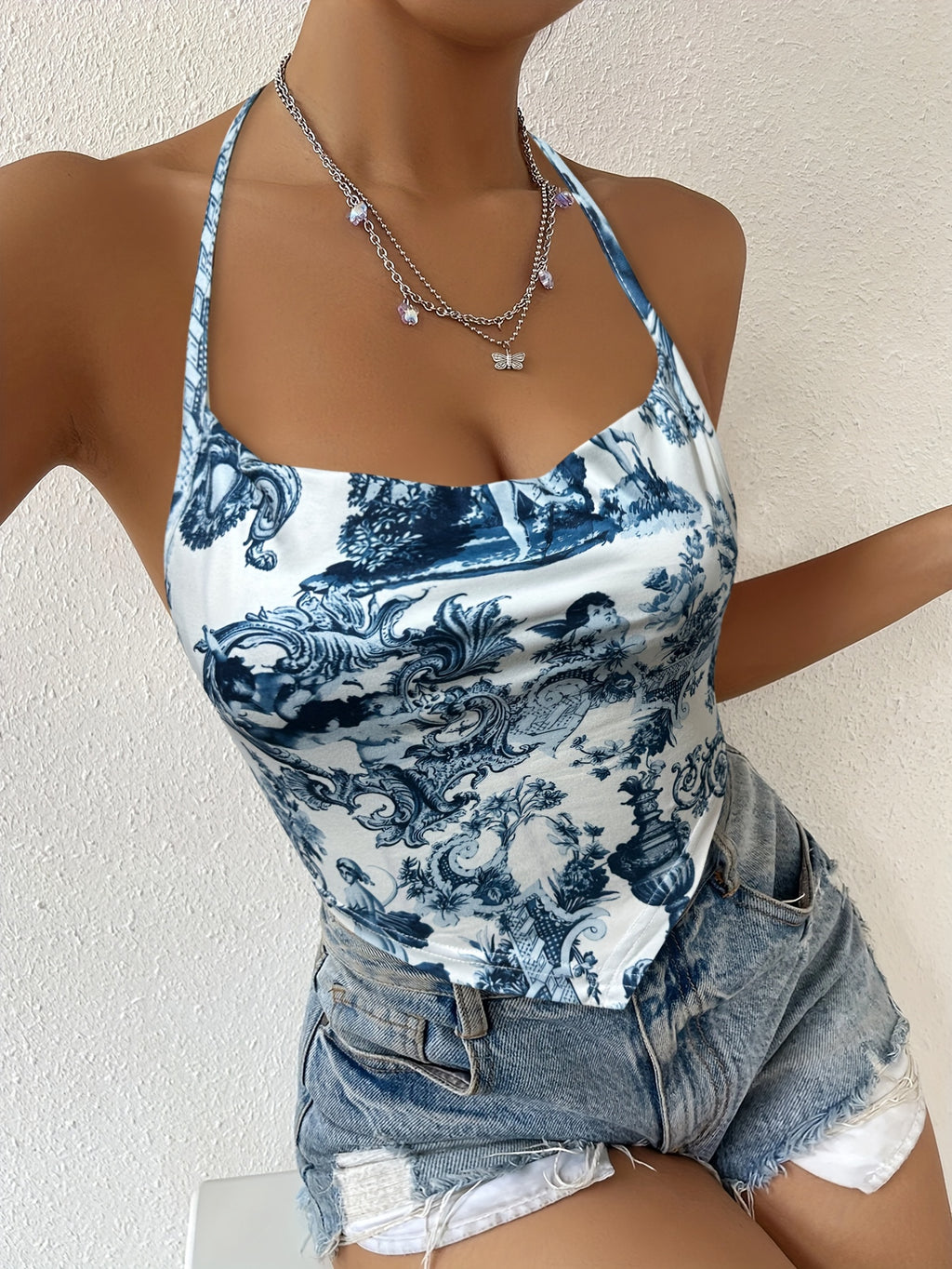 Floral Print Drop-Shoulder Cami Top - Mixed colors