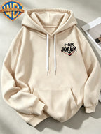 Joker HAHA Text Surround Graffiti Print Trendy Cool Casual All-Match Sports Drawstring Pocket Hooded Men'S Sweatshirt, Men'S Autumn Winter Cute Casual Style - Apricot