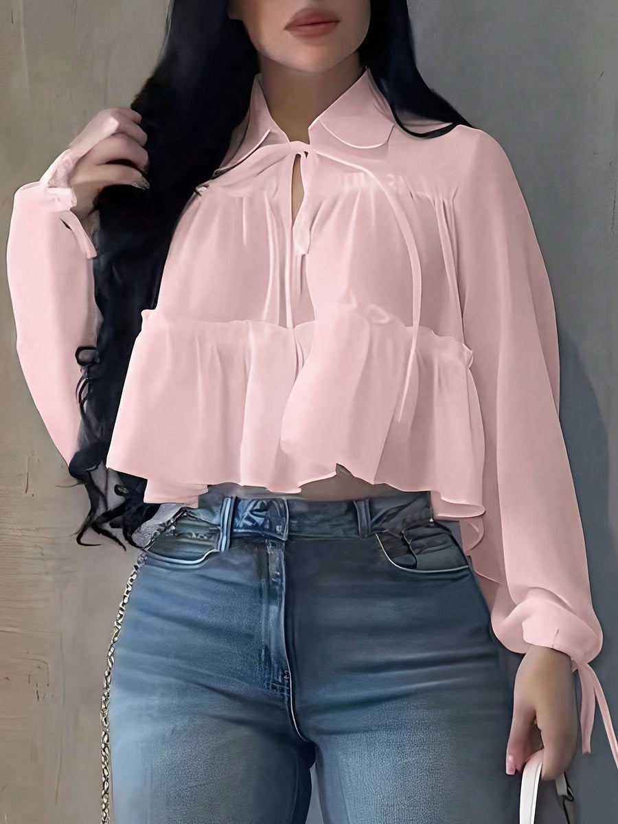 Women's Chiffon Shirt Vacation Beach Shirt - Pink