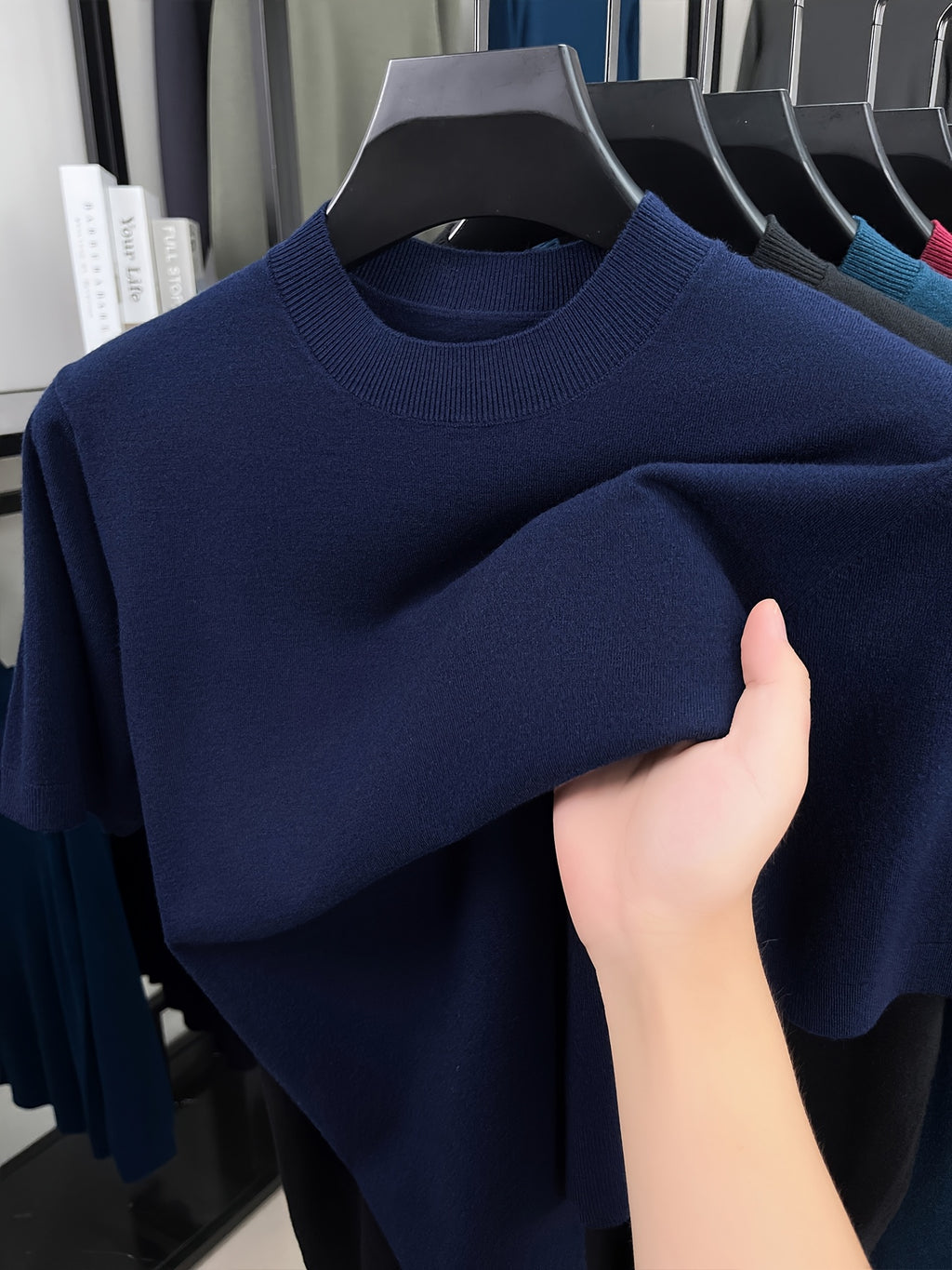 Men'S Summer Short-Sleeve Knit Top, Classic Round Neck Easy Solid Color Design, Breathable And Moisture-Wicking, Fashionable And Versatile in Multiple Colors, Suitable for Casual And Athletic Wear - Shangqing