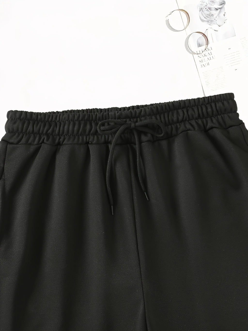4pcs Women's Elegant Casual Jogger Shorts - Floral Print, Drawstring Loose Fit Summer Vacation Sweatpants, Machine Washable - 4 Pieces Black