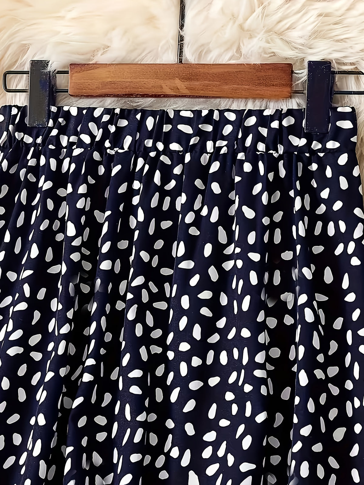 1pc Women'S Floral Print Elastic High-Waist A-Line Skirt - Navy Color