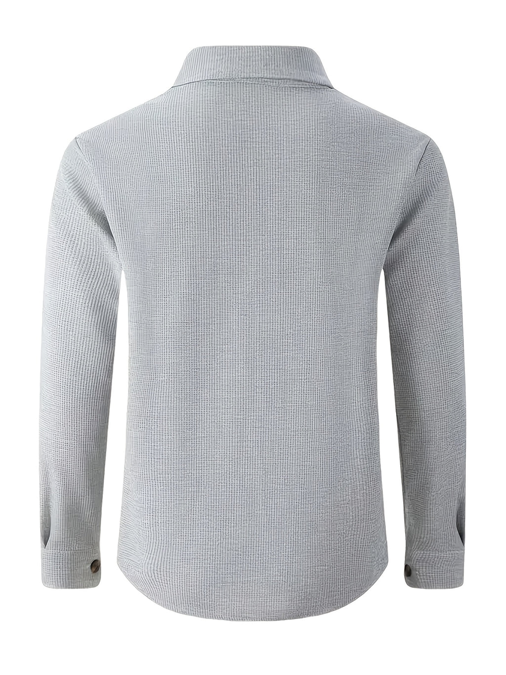 Pearson OBM Men's Casual Sport Jacket, American Vintage Waffle Texture Lapel Work Shirt Jacket, Men's Double Pocket Wood Button Loose Fit Casual Long Sleeve Shirt, Versatile Cardigan Jacket for Spring and Autumn - Grey