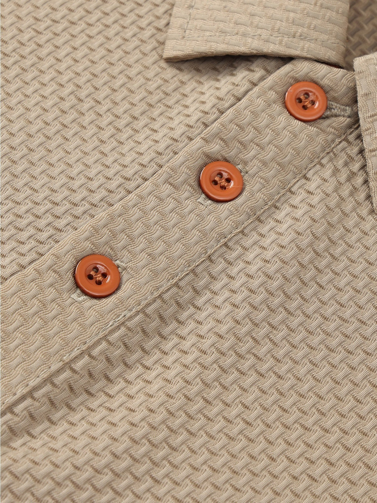 A06-4376VW Men's Popular Waffle Knit Polo Shirt, Textured Short Sleeve Casual Golf Shirt, Breathable Summer Top, Fashionable Golf T-Shirt, Suitable for Office / Vacation / Outdoor Use, Father's Day Gift - Khaki