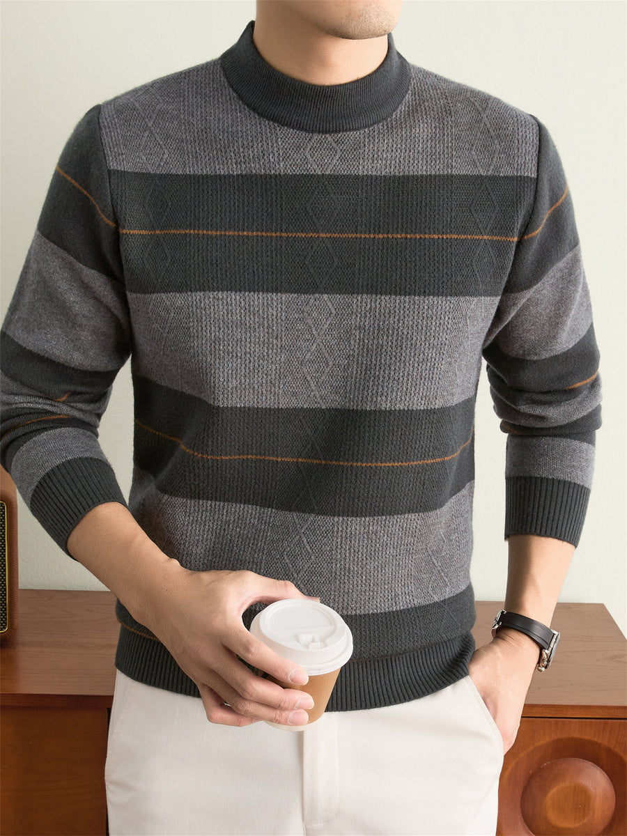 Men's Solid Color Knit Sweater - Warm Winter Crewneck Pullover, Basic Long-Sleeve Sweater Suitable for Fall/Winter, Casual Round Neck Sweater for Office & Casual Attire, Hand Washable Solid Color Knitwear - Pickle