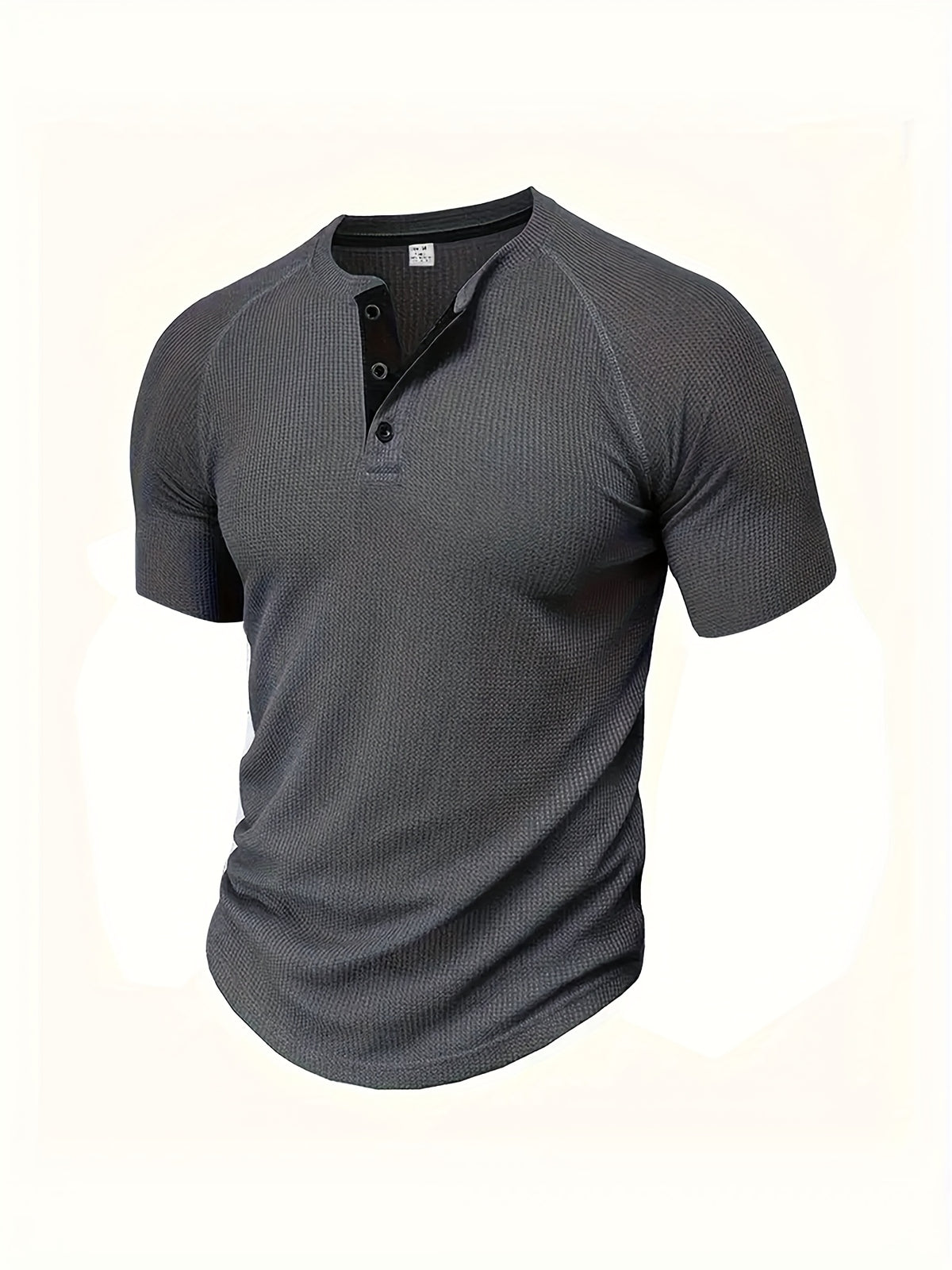 (Set of 3) Men'S Loose-Fitting Solid Color Henley Short-Sleeve, Round Neck Half-Button T-Shirt, Suitable for Outdoor Activities in Spring And Summer. - Dark Gray Light Gray Army Green
