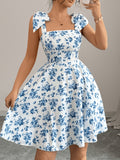 Fashionable and Elegant Short Floral Print Wrap Dress for Women 619 - Multicolor