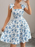 Fashionable and Elegant Short Floral Print Wrap Dress for Women 619 - Multicolor
