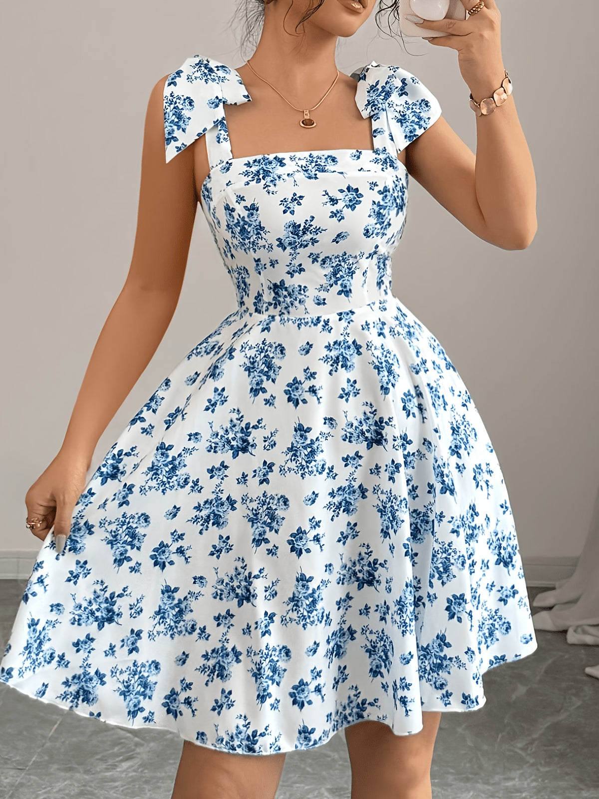 Fashionable and Elegant Short Floral Print Wrap Dress for Women 619 - Multicolor