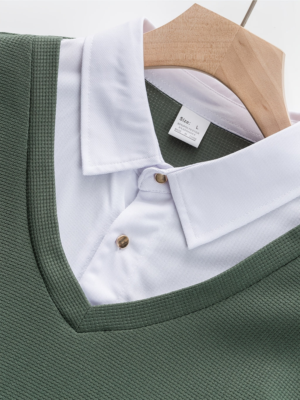 New Men's Textured Waffle Knit Outdoor Casual Fashion Street Sport Shirt, Comfortable, Breathable, and Stylish Men's Apparel - Green