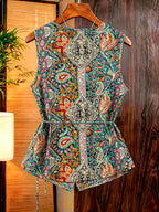 Women'S New Paisley Top, V-Neck Cross-Tie Sleeveless Slim Shirt, Fashion Casual Vest Suitable for Work, Vacation, Dating, Multi-Purpose Summer - Mixed Color 3
