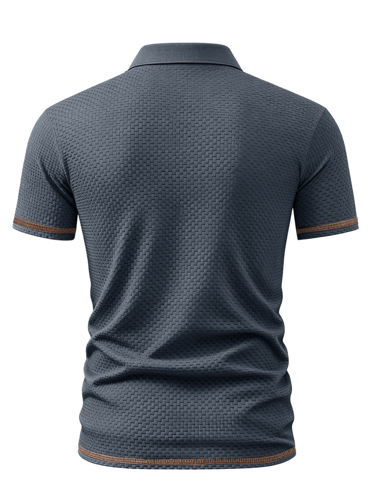 A06-4376VW Men's Popular Waffle Knit Polo Shirt, Textured Short Sleeve Casual Golf Shirt, Breathable Summer Top, Fashionable Golf T-Shirt, Suitable for Office / Vacation / Outdoor Use, Father's Day Gift - Navy Color