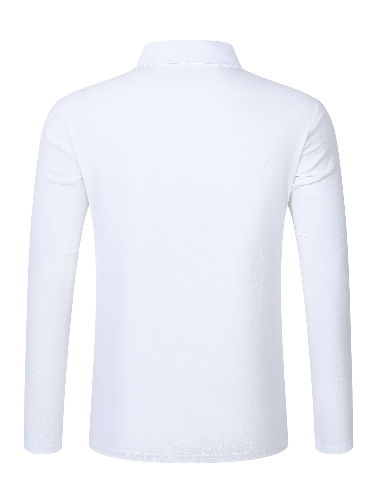 Autumn Men's Polo Shirt, Half-Button Henry Collar Long Sleeve Top with Simple Chest Pocket, Suitable for Business, Office, and Daily Wear - White