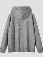 Hooded Knit Cardigan Men'S Autumn Winter Loose Casual Drawstring with Hat Sweater Jacket All-Match Single Button Top - Grey