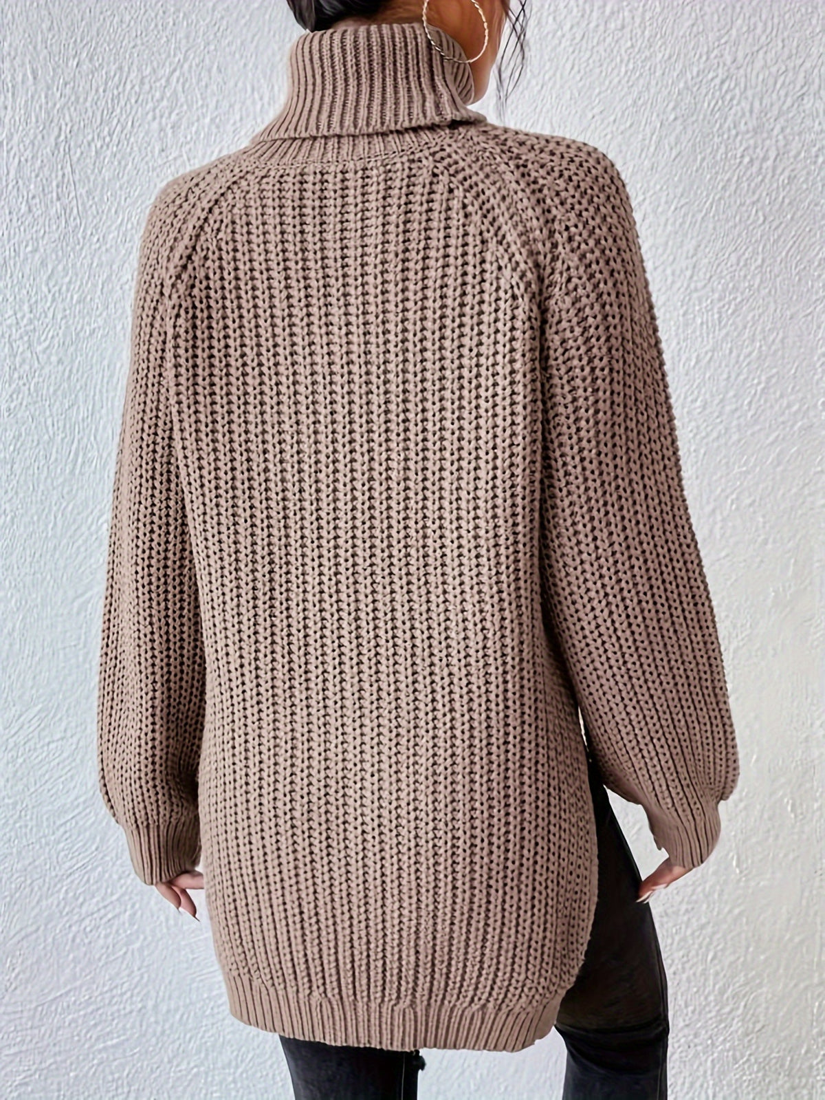 Women's New Arrival Elegant Casual Versatile Vacation Commute Office Sisters Outing Shopping Y2K Daily Wear Autumn Winter Solid Color High Neck Lapel Raglan Long Sleeve Top Spring Slit Hem Sweater Party Outfit Birthday Top Commute Wear Casual Wear - Lotus Color