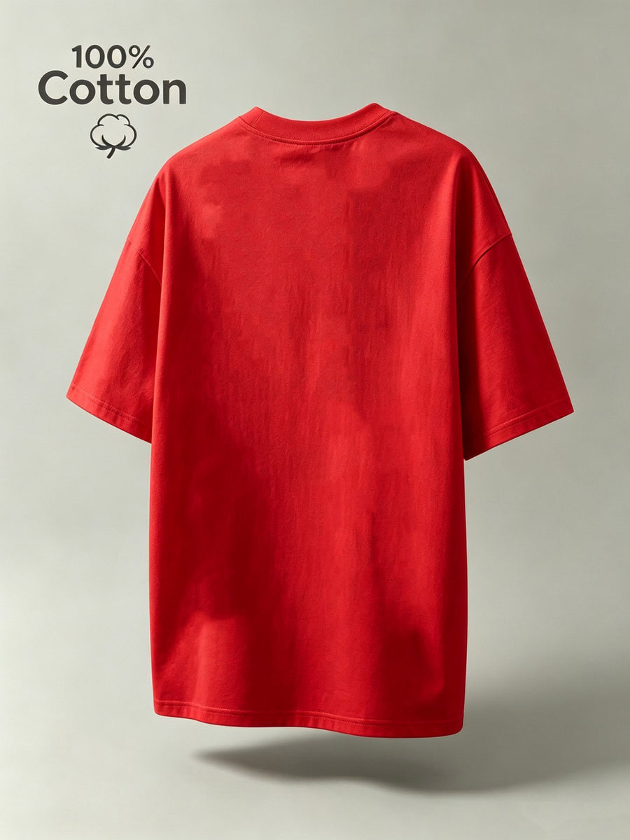 New Summer Cartoon Men's Casual Sport Fitness Pure Cotton Short-Sleeve Shirt, Moisture-Wicking and Sweat-Absorbing, Comfortable for Casual Streetwear and Outdoor Sports Fitness - Red