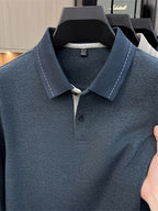 [Star Prosperity Selection] Spring/Autumn Men'S Lapel Polo Shirt, Fashionable Easy Top Solid Color Base Layer, Business Casual Long Sleeve T-Shirt, Best Gift for Friends And Relatives - Lake Green