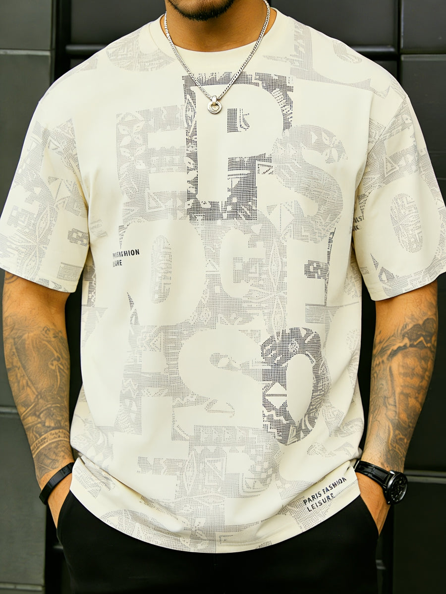Men'S Breathable Short Sleeve T-Shirt - Summer Trendy Street Style Round Neck Tee, Casual Versatile Top for Teens And Adults, Comfortable Soft Fabric [Printed Design - Not Textured] - Mixed Color 3