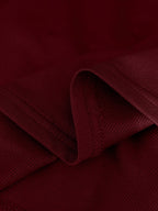 2pcs Set: Mid-length Hooded Zip-up Cardigan + High-waisted Drapey Wide-leg Pants - Burgundy