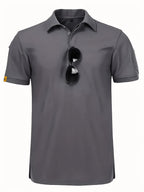 3-Pack Summer Men's Quick-Dry Sweat-Wicking Breathable Lapel Polo Shirts, Outdoor Sports Base Layers, Commuting, Training, and Security Short Sleeves - Gray green card