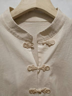 Chinese Style Buttons, Pure Shirts, 2026 Autumn New - Khaki
