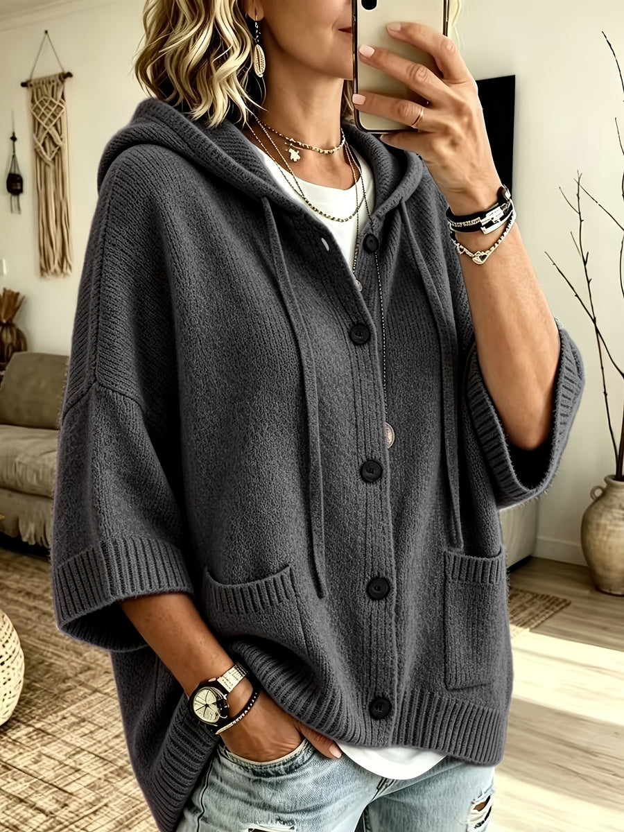 Elegant Casual Pocket Cardigan for Women - Grey