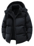 New Men'S Fall Winter Thick Corduroy Jacket Casual Warm Coat - Hooded Jacket, Removable Hood, Warm Winter Overcoat, Suitable for Casual And Formal Occasions, Easy Care Hand Wash Design, Winter Dress, Durable Material - Black