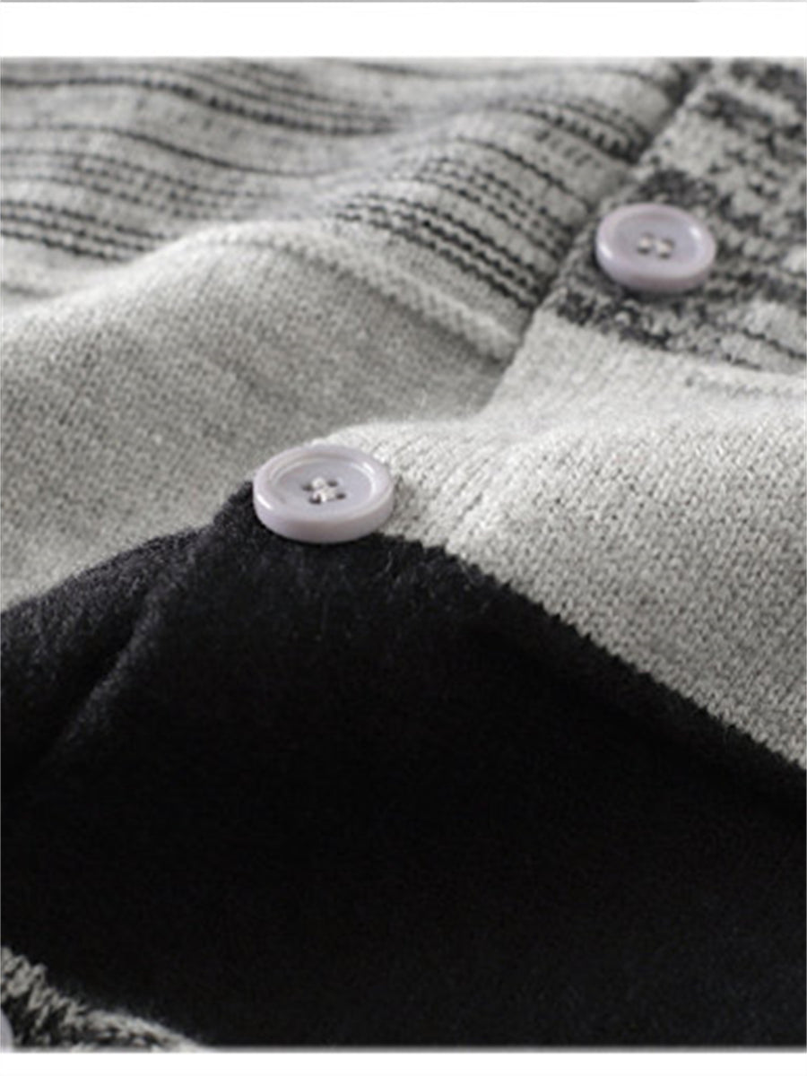 Katemar CRRTMARO Men's Knitted V-Neck Pullover Cardigan, Outdoor Casual Men's Apparel, New Autumn/Winter Warm and Comfortable Top, Goodberg - Coffee Color