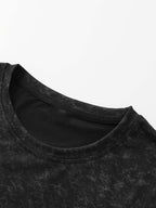 Men's Round-neck Graphic Print Short-sleeve T-shirt, Suitable for Summer Casual Sports - Black