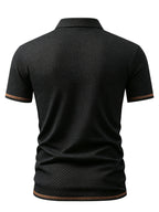 A06-1576BOSS Men's 2pcs Waffle Knit Textured Short-Sleeve Polo Shirt, Three-Dimensional Breathable Non-Deforming T-Shirt, Summer Business Casual Versatile Durable Men's Top, Multiple Colors Available - Black And White