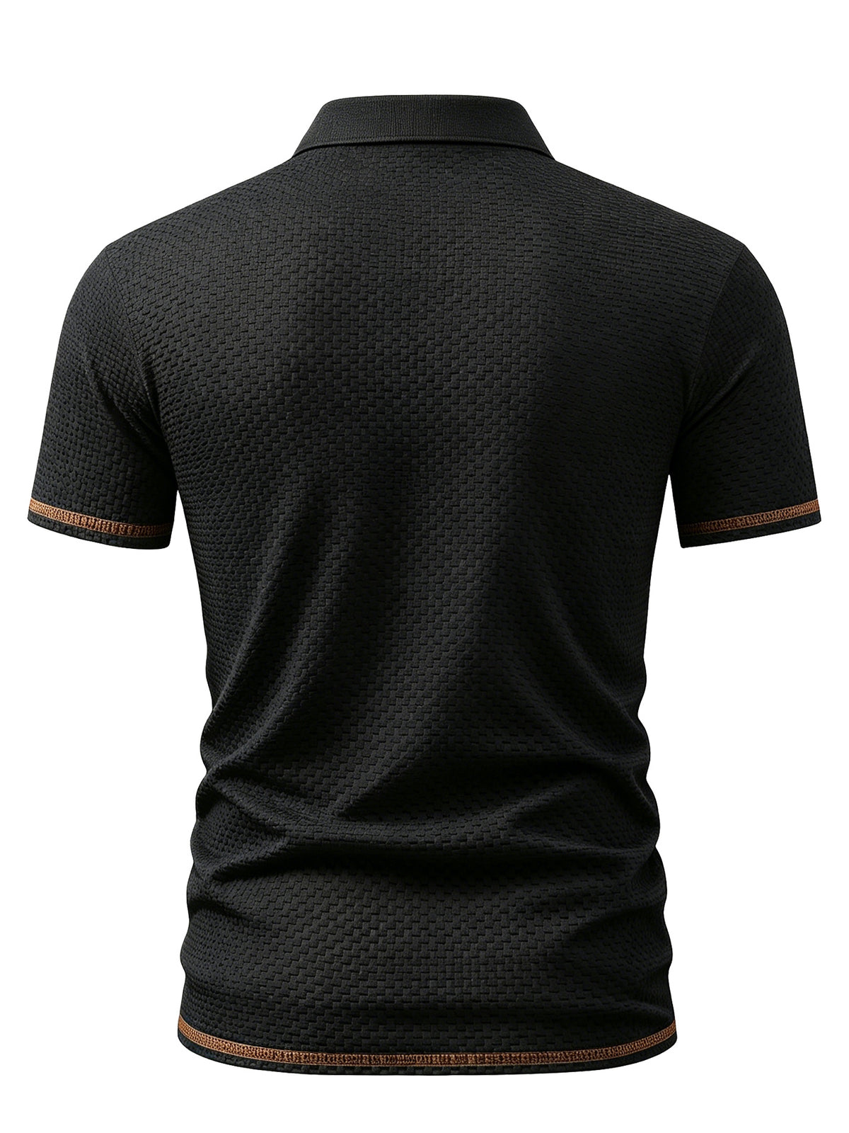 A06-1576BOSS Men's 2pcs Waffle Knit Textured Short-Sleeve Polo Shirt, Three-Dimensional Breathable Non-Deforming T-Shirt, Summer Business Casual Versatile Durable Men's Top, Multiple Colors Available - Black And White