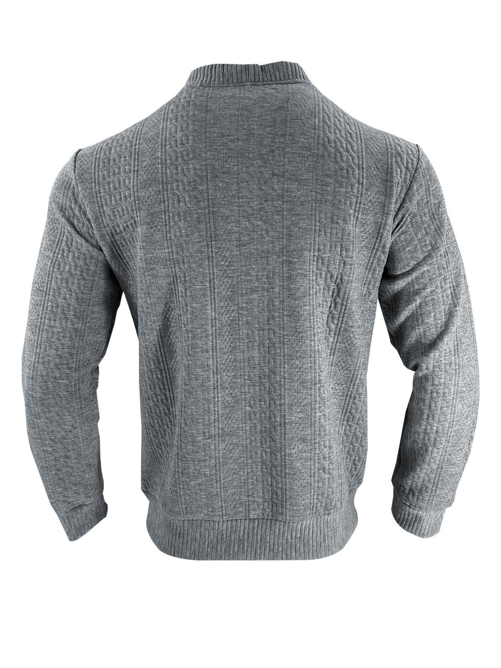 Men's V-neck Knitted Cardigan with 3D Embossed Jacquard Design, Simple and Mature Light Style, Spring/Autumn Regular Fit, Button Closure with Side Pockets, Blended Knit Fabric, Multi-color Casual Outerwear for Home, Outings, Dates, and Commuting - Grey
