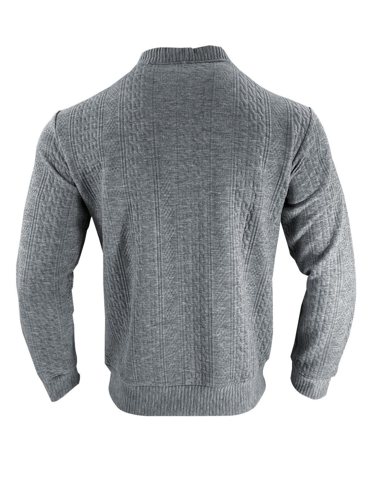 Men'S Casual V-Neck Cardigan Jacket, Retro 3D Jacquard Texture, Button-Front with Double Pockets, Knit Fabric Long Sleeve Top for Commute, Shopping, And Social Gatherings, Light Casual Business Style, Spring/Autumn Relaxed Fit - Grey