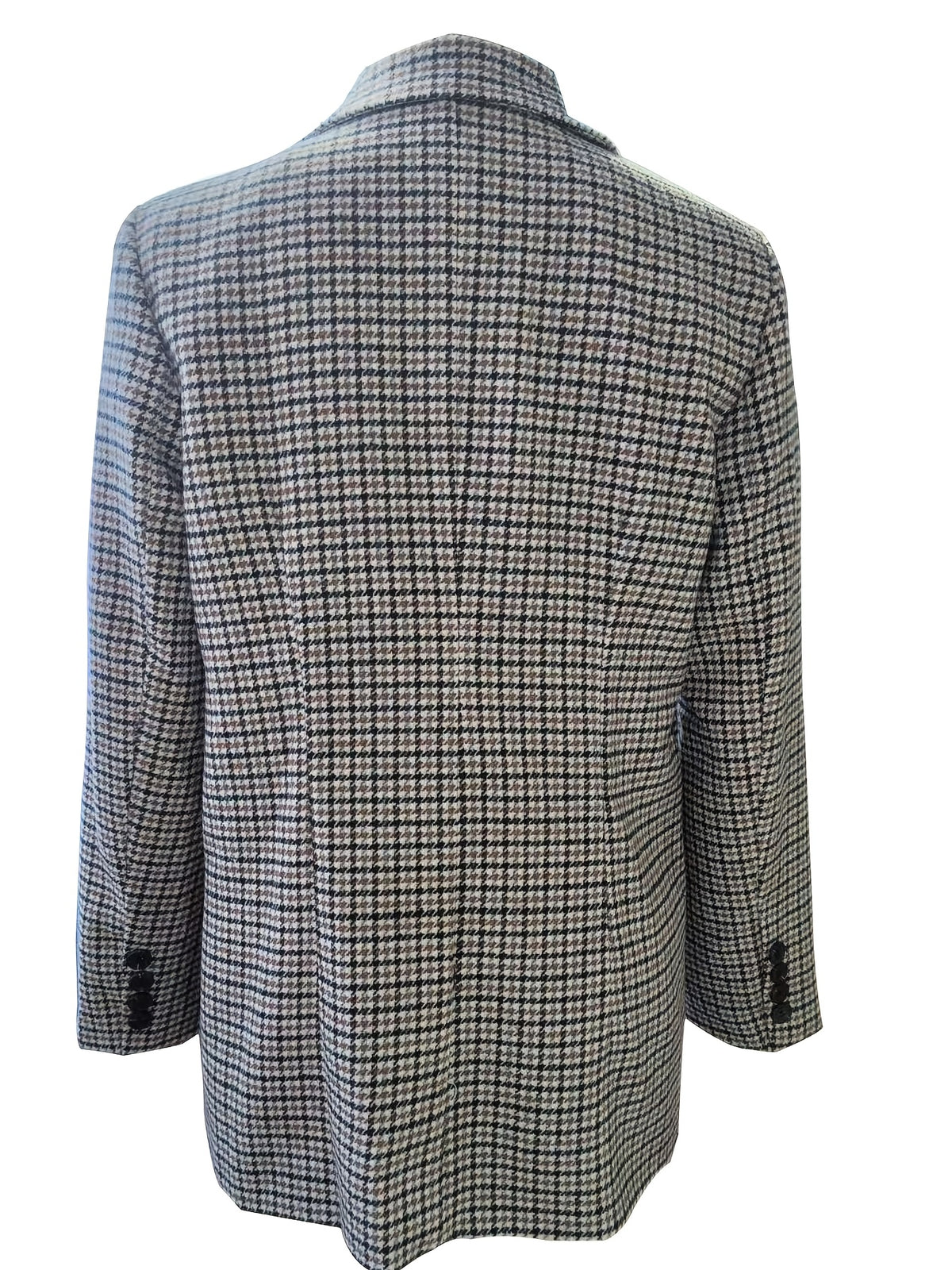 Everyday Houndstooth Suit in Vintage Style for Effortless Fashionable Commute - Black