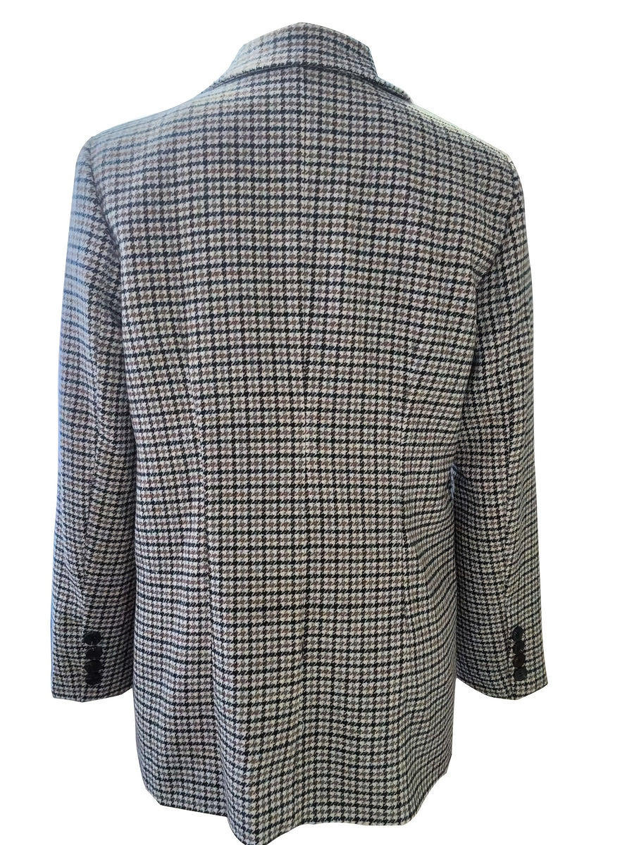 Everyday Houndstooth Suit in Vintage Style for Effortless Fashionable Commute - Black