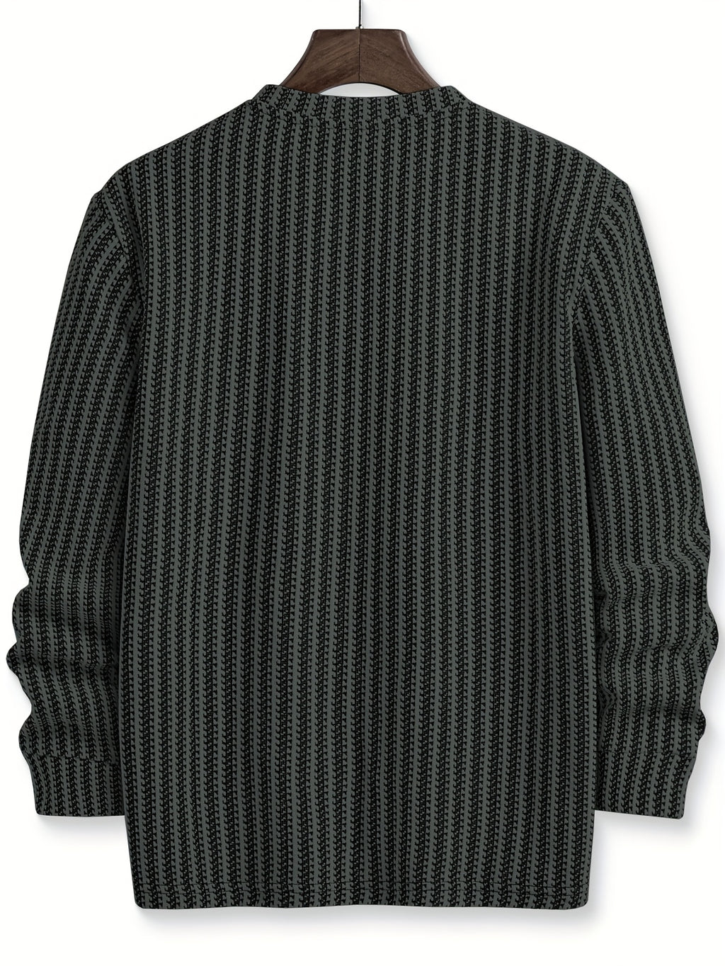Men's Fashion Casual Knit Sweatshirt with Stand Collar in Black and White Contrast, Suitable for Daily Wear, Commuting, Versatile Fashion, Men's Henley Shirt - Lead Color