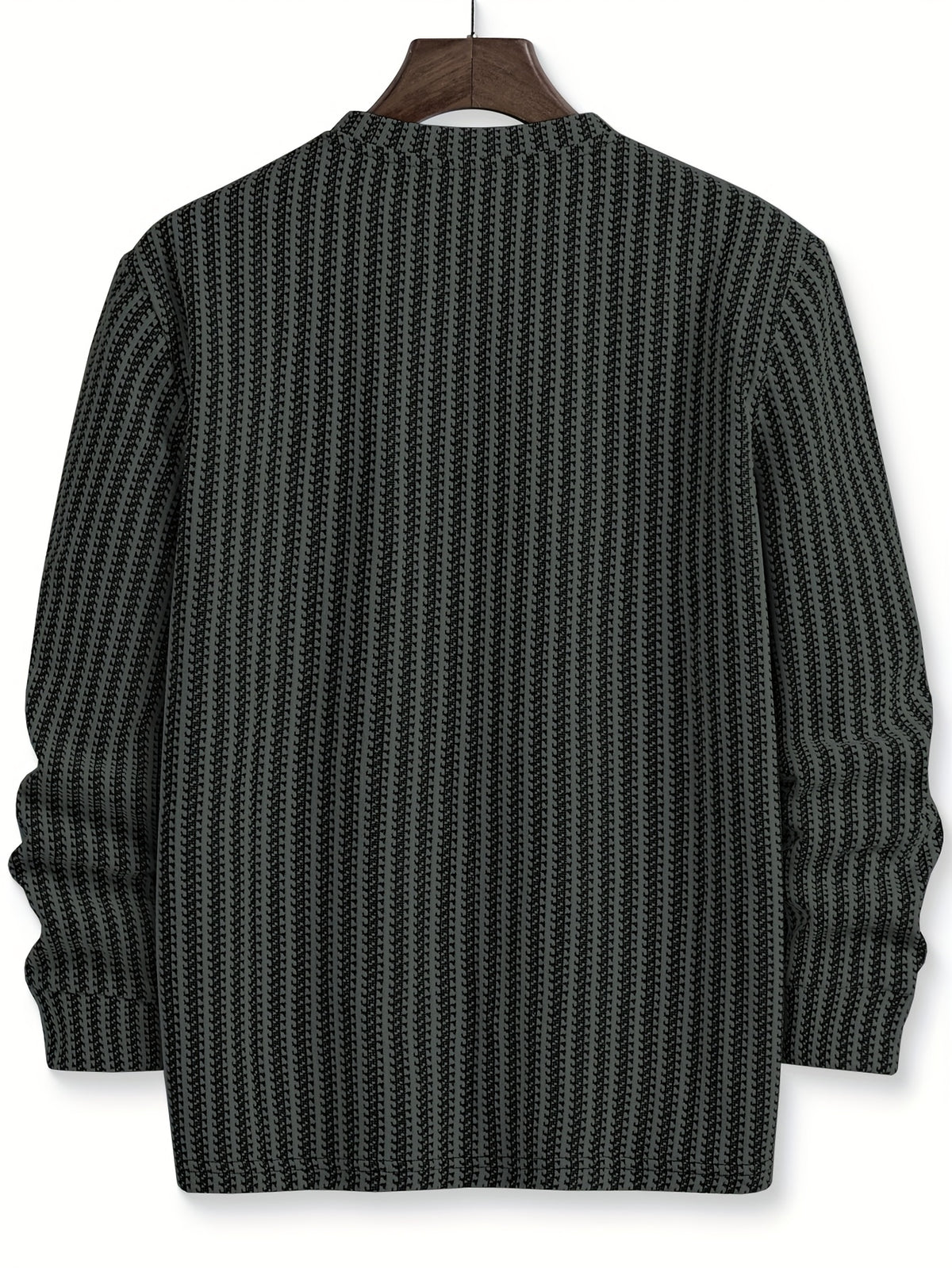 Men's Fashion Casual Knit Sweatshirt with Stand Collar in Black and White Contrast, Suitable for Daily Wear, Commuting, Versatile Fashion, Men's Henley Shirt - Lead Color