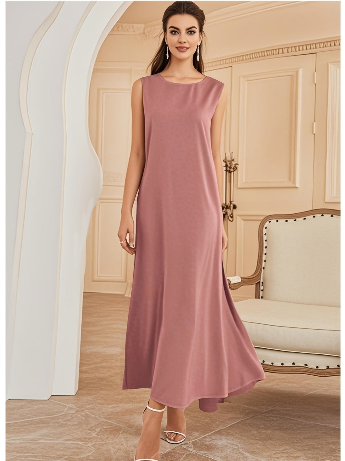 1pc Fashionable, Elegant And Comfortable Bubble Color Fabric. Pure Color Suitable for Daily Outdoor Travel And Leisure. Loose And Comfortable Women'S Abaya Vest. Abayas for Women Muslim Namaz Dresses Women'S Traditional Robe - Peach