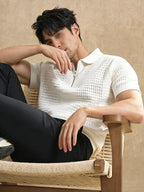Men'S Knit Sweater in Stock Summer Premium Style New Short Sleeve Top Old Money Style Men'S Trendy Brand Lapel Hollow Sexy Knit Sweater Top in Stock - White