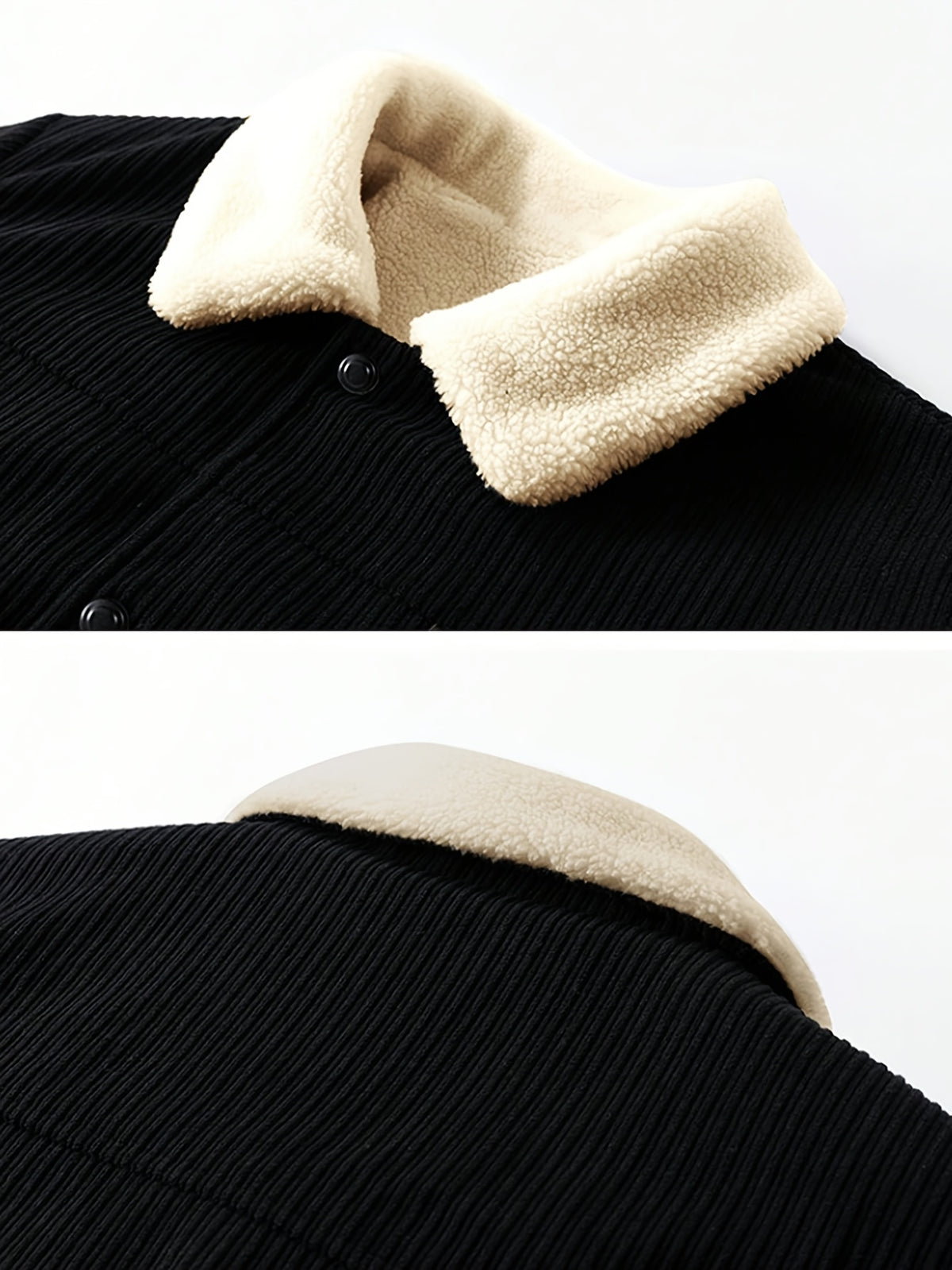Men'S Autumn Winter New Fashion Easy Fleece Thick Warm Coat Outdoor Casual Sports Thickened Lapel Coat - Black