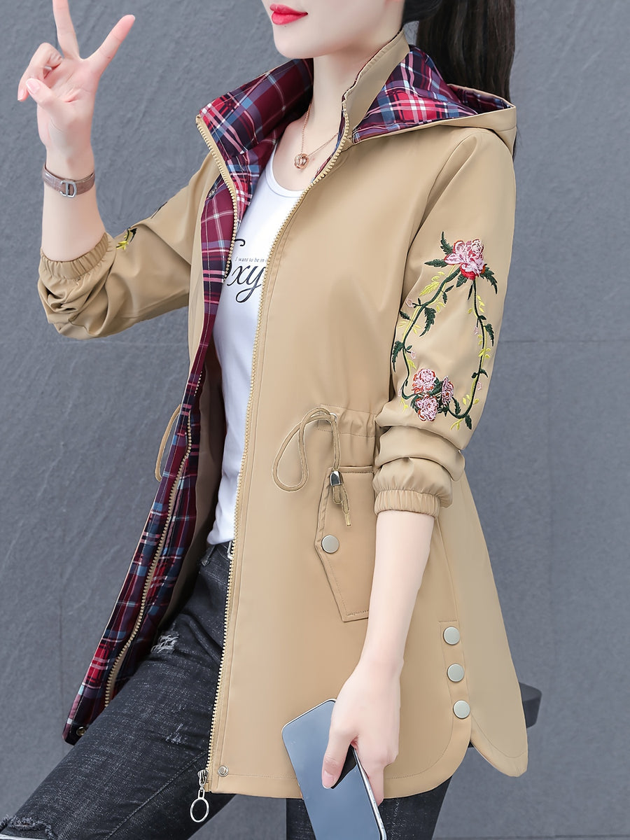 Mom's Trench Coat for Women, Mid-Length 2024 New Style, Spring/Autumn Outerwear for Middle-Aged Women, Stylish Top - Khaki